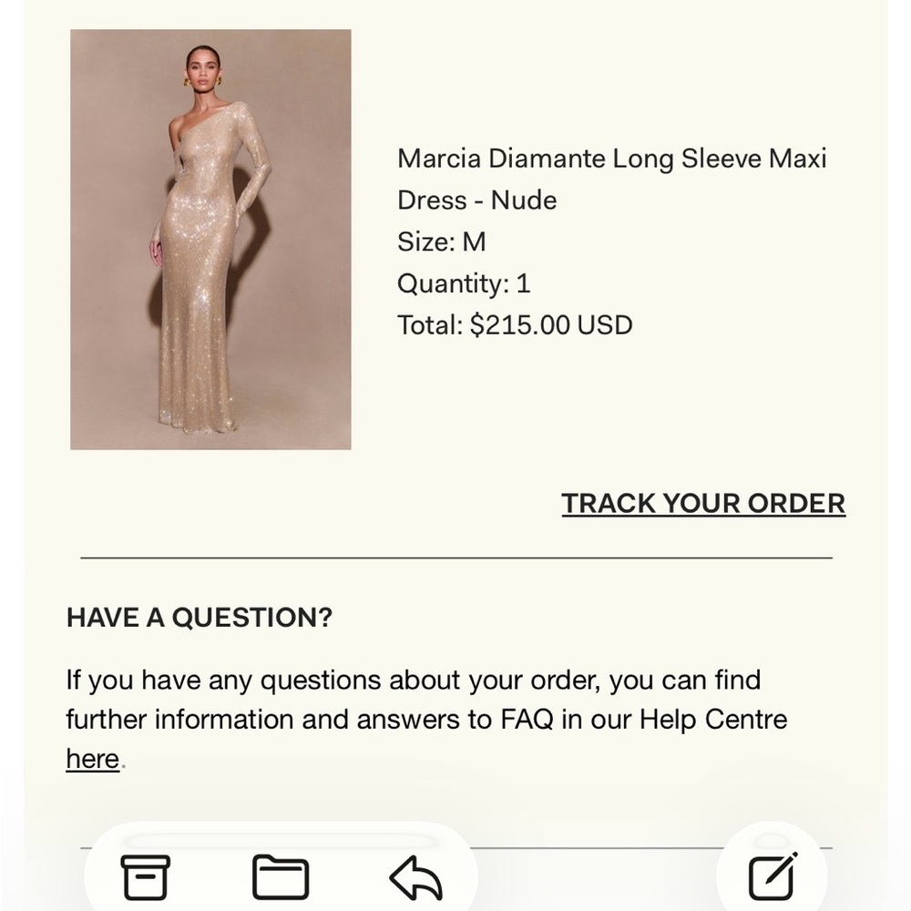 Meshki One-Shoulder Sequin Gown in Champagne Gold - Picture 2 of 3